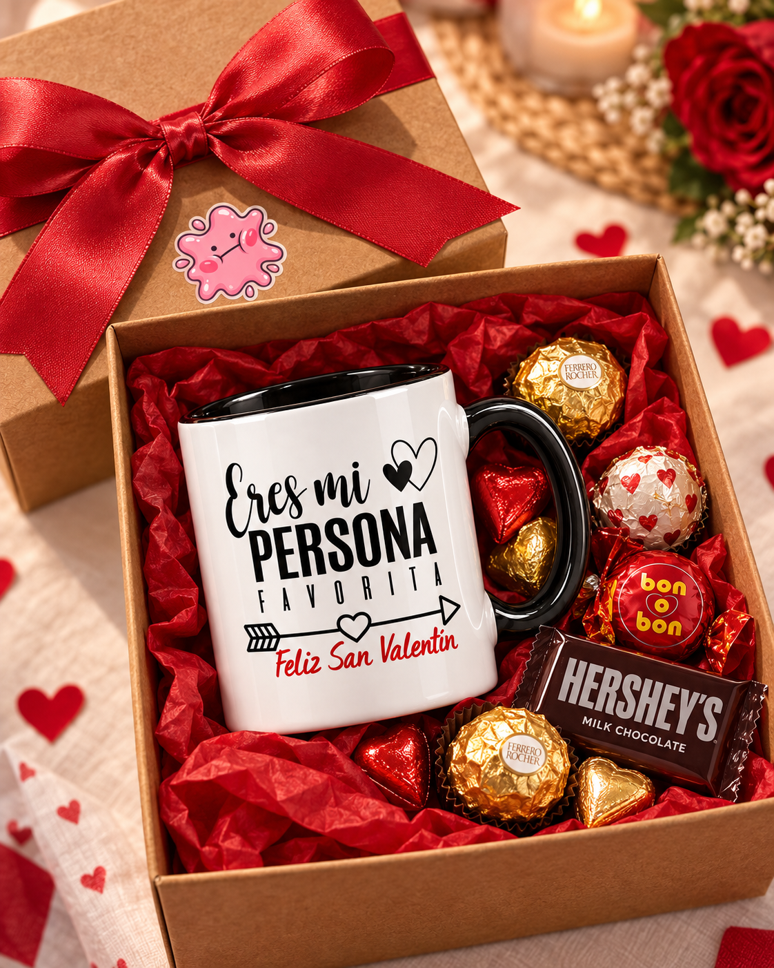 Taza bicolor Eres mi persona favorita presentada en caja de regalo de San Valentín